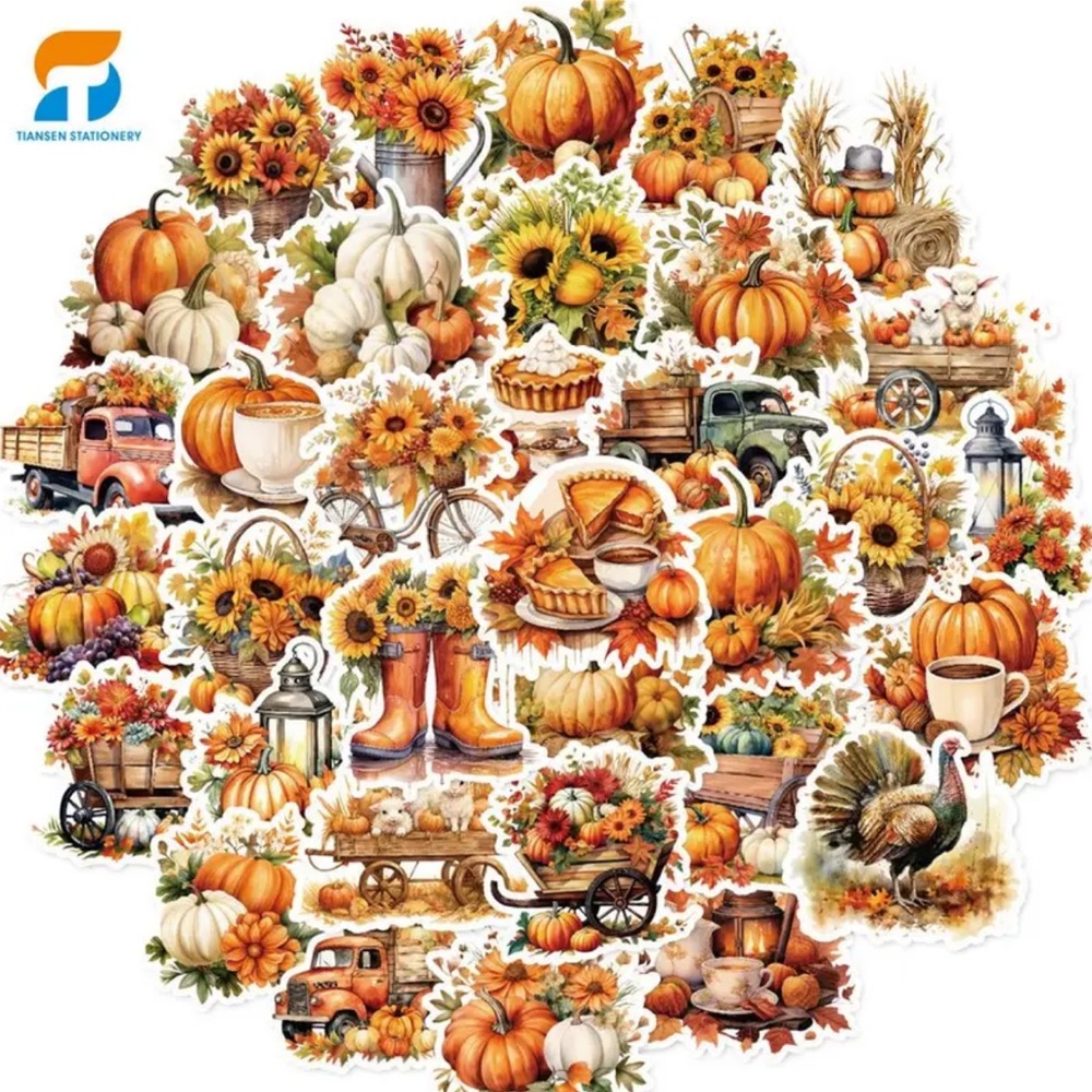 50pc Pumpkin and Sunflower Sticker Pack